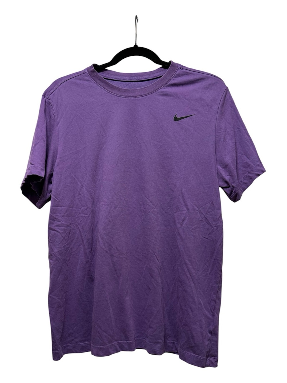 Nike Men's Purple Short Sleeve Crew T-Shirt with Black Swoosh